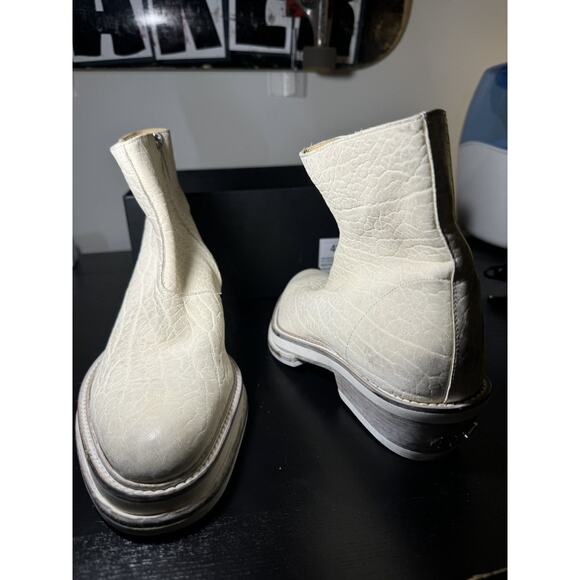 424 White Zip Shine Calf Cuban Boots